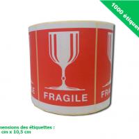 Rouleau etiquettes fragile 10 unites